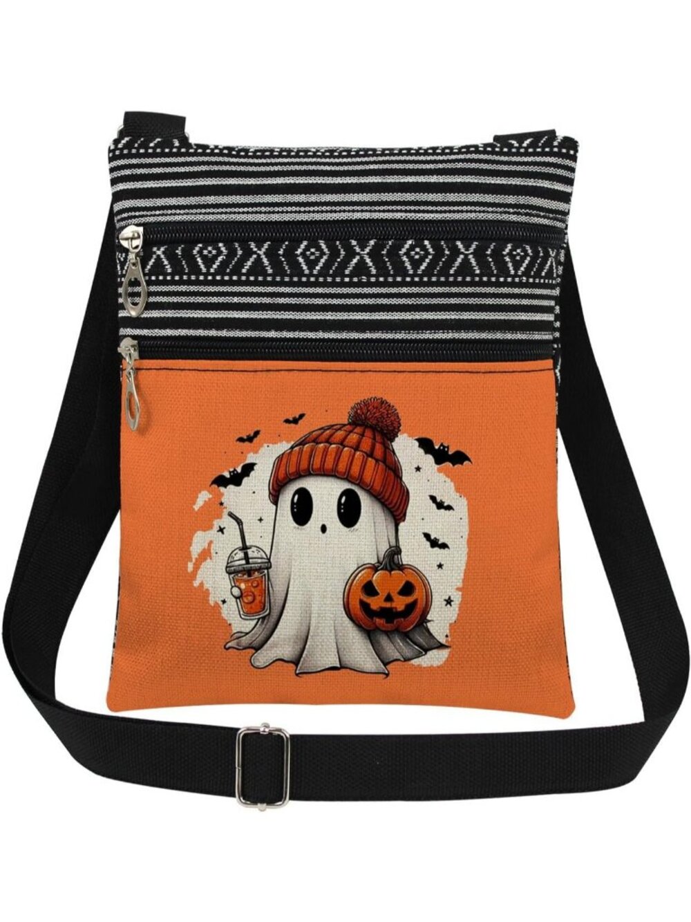 Women's Ghost Pumpkin Halloween Witch Ghost Skull Purse Handbag Crossbody Bag